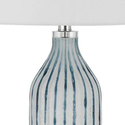 30 in. Glass Table Lamp with Striped Bottle Base and Dimmer in Blue by Cal Lighting