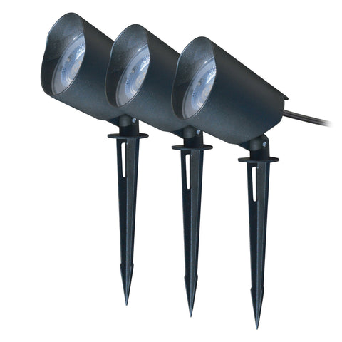 Low Voltage Black 9-Watt LED Path Light and Spot Light Kit with Waterproof Feature (3-Pack)