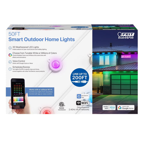 Feit Electric Starter Kit LED Smart-Enabled Permanent Color Changing String Lights, Multicolored, 50 Ft. - 30 Lights