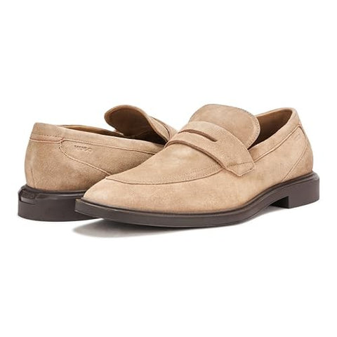 HUGO Gryff Suede Loafer, Grey Taupe, Size 8.5