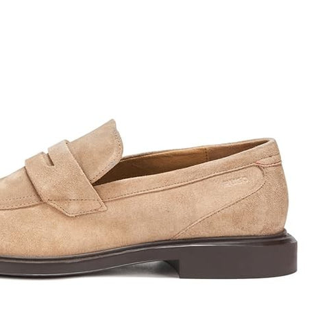 HUGO Gryff Suede Loafer, Grey Taupe, Size 8.5