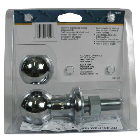 Reese Towpower 74307 Standard Interchangeable Hitch Ball System, 3/4 in. Shank, 5,000 lb GTW