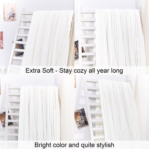 NTBAY 100% Cotton Cable-Knit Throw Blanket, White, 51 x 67 in.
