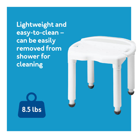 Carex Shower Bench – Armless, No Backrest, Plastic Frame, Adjustable 16"-21" Height