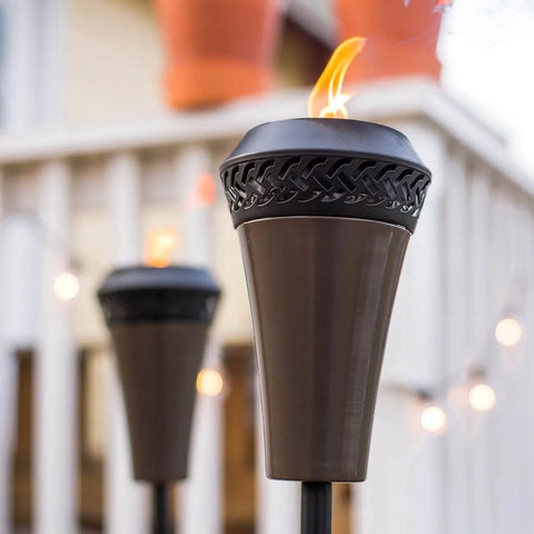 TIKI Brand Island King 66 Inch Metal Stand Up Torch with Large Flame and Easy Install Pole