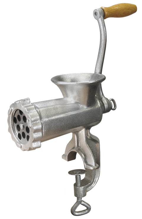 Weston #10 Electroplated Tin Coated Silver Clamp-On Meat Grinder