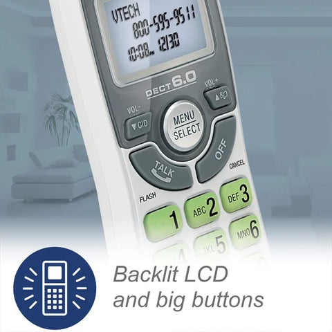 VTech CS6124 DECT 6.0 Cordless Phone with Answering System and Caller ID/Call Waiting – White