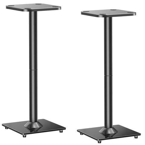 31" Floor Speaker Stands for Satellite & Bookshelf Speakers, 1 Pair, Holds Up to 22 lbs Each, Glass Base