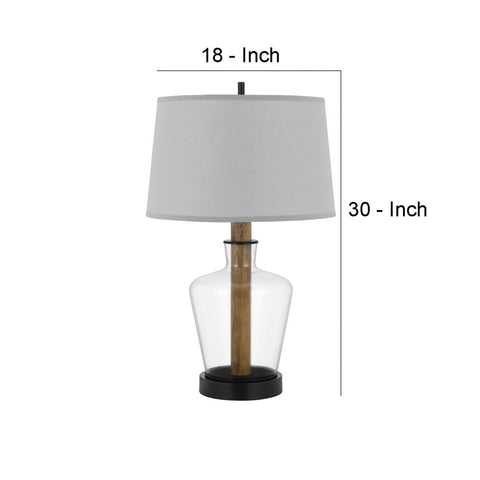 Cal Lighting Salford 30 Clear Glass and Wood Jar Table Lamp