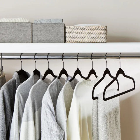 Better Homes & Gardens Velvet Clothing Hangers 100 Pack – Black Non-Slip Space Saving