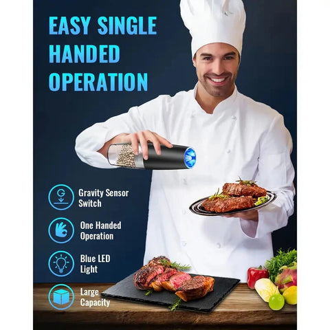 Gravity Electric Salt And Pepper Mill Set, NEW,