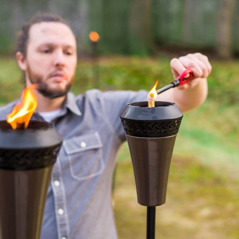 TIKI Brand Island King 66 Inch Metal Stand Up Torch with Large Flame and Easy Install Pole