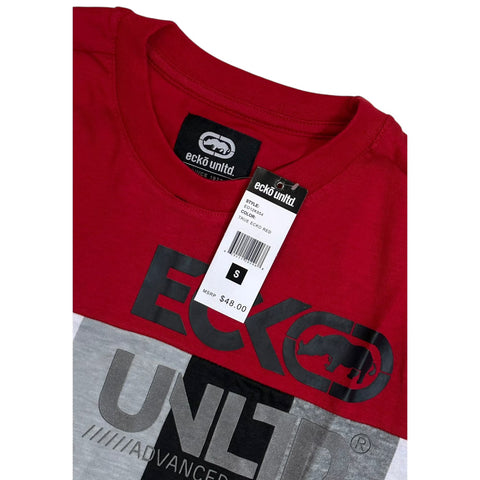 Reseller Pack of 6 – Ecko Unltd Men's Vertical Striped Puff Print Logo Short Sleeve T-Shirt – True Red