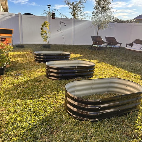 SnugNiture Galvanized Raised Garden Bed Outdoor – 3-Pack 4x2x1 ft Metal Planter Box | Brown