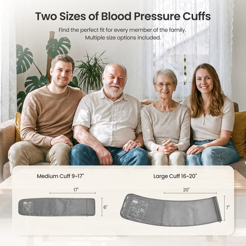 RENPHO Upper Arm Blood Pressure Monitor for Home Use with 9-17" & 16-21" XL Cuffs, 2x199 Reading Memory, LCD Display