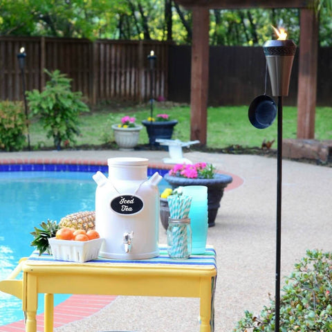 TIKI Brand Island King 66 Inch Metal Stand Up Torch with Large Flame and Easy Install Pole