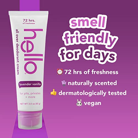 Hello All Over Lavender Vanilla Whole Body Deodorant Cream – 6 pack