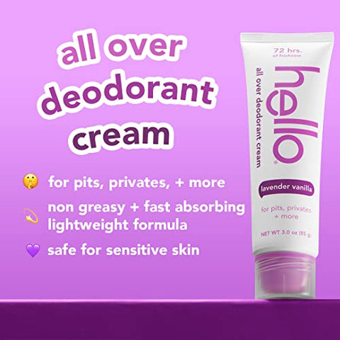 Hello All Over Lavender Vanilla Whole Body Deodorant Cream – 6 pack