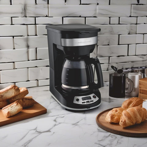Hamilton Beach 12-Cup Programmable Drip Coffee Maker with Glass Carafe, Black