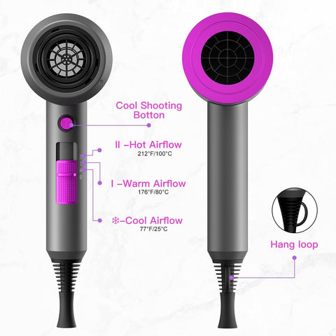 NEXPORE Professional Ionic Hair Dryer, 1800W Fast Drying Low Noise Blow Dryer with 2 Concentrator Nozzles & Diffuser
