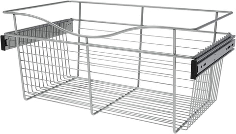 Rev-A-Shelf Chrome 24" Wire Pullout Basket for 14" Deep Closet, 11" H