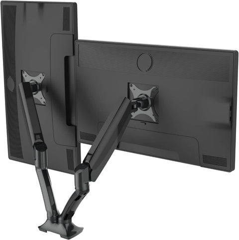 Dual Gas Spring Monitor Mount Stand – Fits 10"-27" Monitors, ±180° Rotation, 20 lbs per Arm