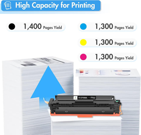 HP 202A 202X Toner Cartridges 4-Pack – CF500A CF500X Compatible with HP M281fdw (Black, Cyan, Magenta, Yellow)