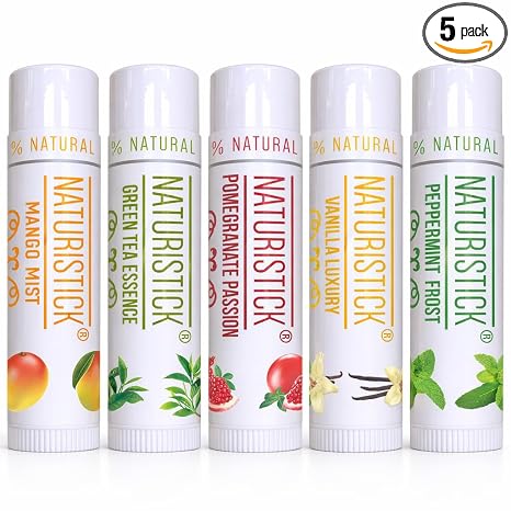 Naturistick Natural Beeswax Lip Balm – 5-Packs of 5