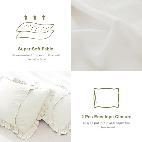 Ivory Ruffled Oversized King Comforter 120x120,3PCs