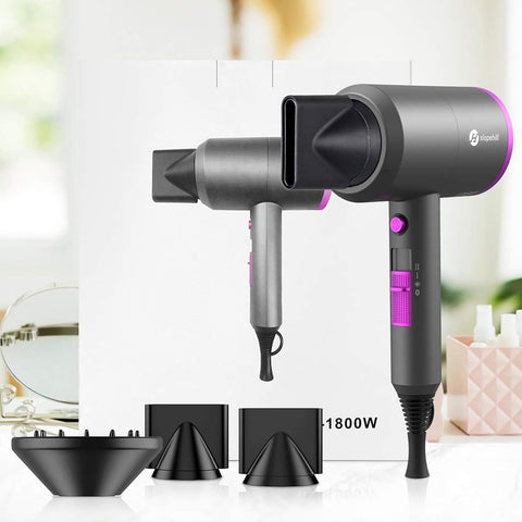 NEXPORE Professional Ionic Hair Dryer, 1800W Fast Drying Low Noise Blow Dryer with 2 Concentrator Nozzles & Diffuser