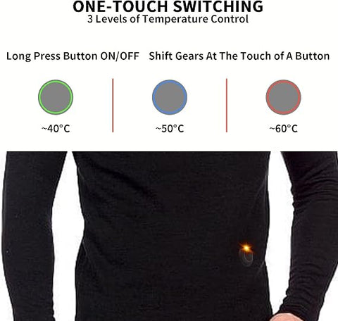 Men’s Electric Heated Thermal Underwear Set – Fleece Lined, Top & Pants -6XL