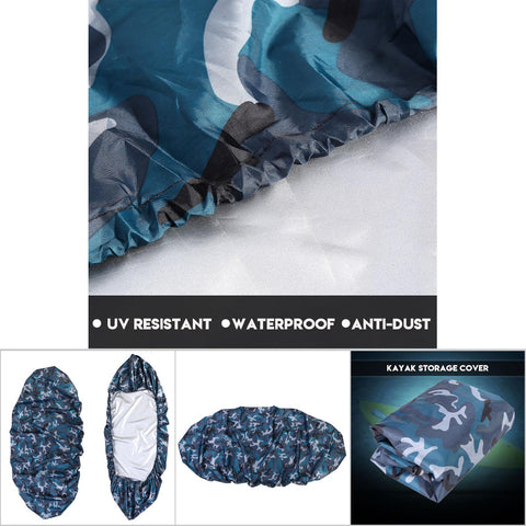 14.8 Ft Waterproof Kayak & Canoe Cover for 11.8–13.1 Ft Boats, Ocean Camouflage