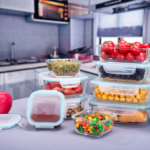 Glass Food Storage Containers with Lids, 18-Piece Glass Meal Prep Container Set, BPA Free & Leak Proof