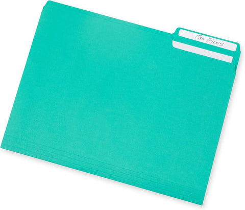 Blue Summit Supplies 100-Pack Letter-Size File Folders, 1/3-Cut Tabs, 5 Colors