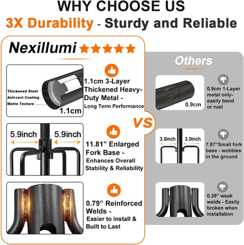 String Light Poles for Outside, 6 Pack Heavy-Duty Metal Poles with Fork for Outdoor String Lights, Patio, Backyard & Garden