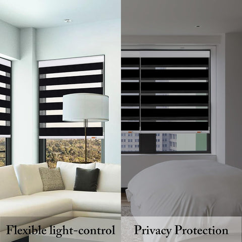 GHV Zebra Blinds for Windows, Black, 35 in (W) x 64 in (H)