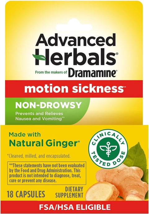 Dramamine , ginger Capsules, BB 8/2026 - 6 Packs of 18 ct boxes