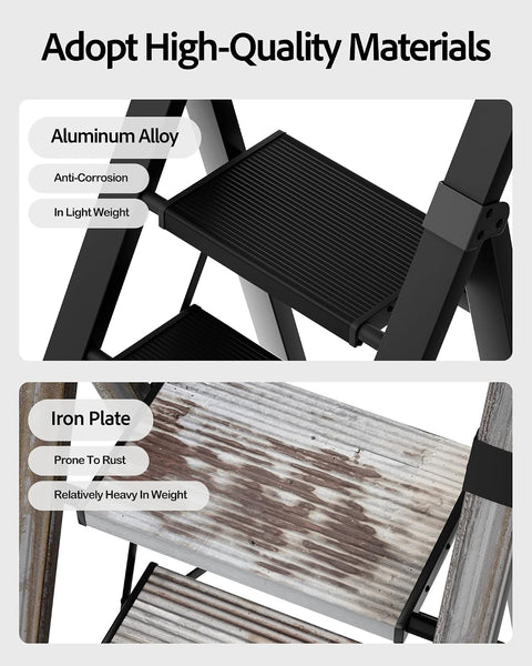 5 Step Ladder Foldable, Lightweight Aluminum Step Stool