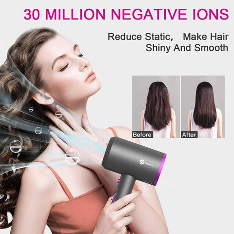NEXPORE Professional Ionic Hair Dryer, 1800W Fast Drying Low Noise Blow Dryer with 2 Concentrator Nozzles & Diffuser