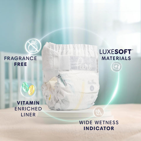 Pampers Pure Baby Diapers, Size 2 (12-18 lbs), 74 diapers