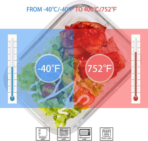 Glass Food Storage Containers with Lids, 18-Piece Glass Meal Prep Container Set, BPA Free & Leak Proof