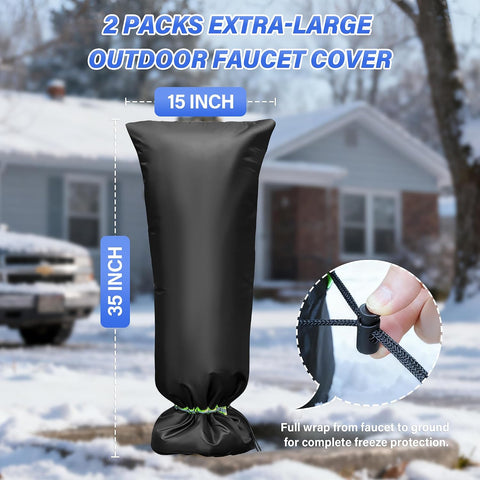 Bonviee Outdoor Faucet Covers for Winter – Insulated Freeze Protection, 35"H x 15"W (2-Pack)