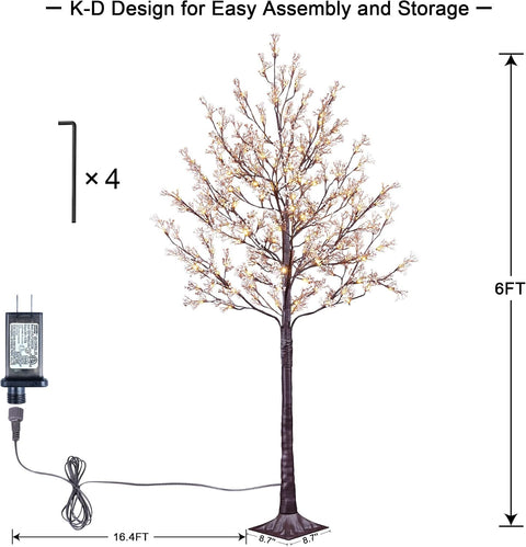 6FT Lighted Gypsophila Tree 176 LED Artificial Baby Breath Flowers Tree with Lights for Decor Inside and Outside Home Patio Wedding Festival Christmas Decoration Warm White