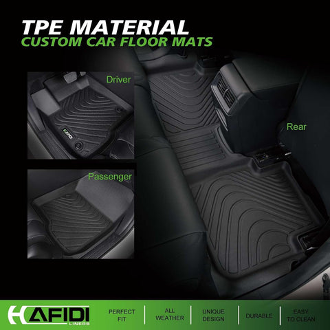Rubber Floor Mat Set for Truck & SUV - 2 Front Mats & 1 Wide Rear Mat, 3-Piece