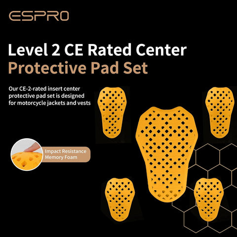 Espro 5-PC CE Level 2 Certified Armor Inserts Pad Motorcycle Protector for Jackets Pants Replacement Pads