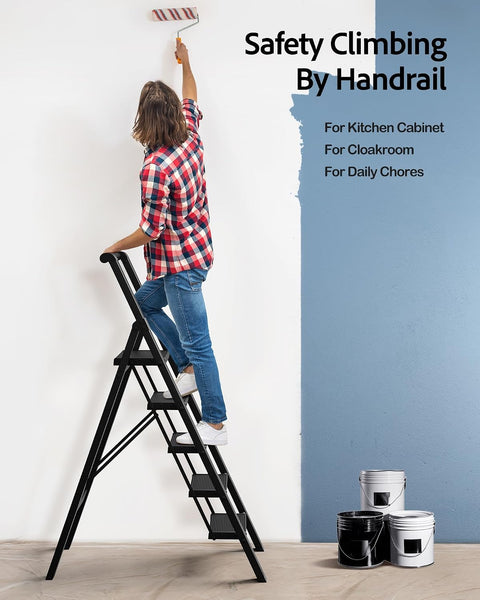 5 Step Ladder Foldable, Lightweight Aluminum Step Stool