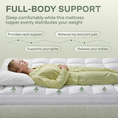 Extra-Thick Full Size Mattress Topper – Ultra Plush Bamboo Viscose, Naturally Cooling, Snow White