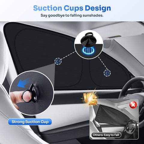 Canvcle Upgraded Window Shades for 2020-2024 Tesla Model Y Accessories with Suction Cups Windshield Sun Shade Side Rear Window Covers Sunshade Sun Shield Privacy Protection for Camping Black 8PCS