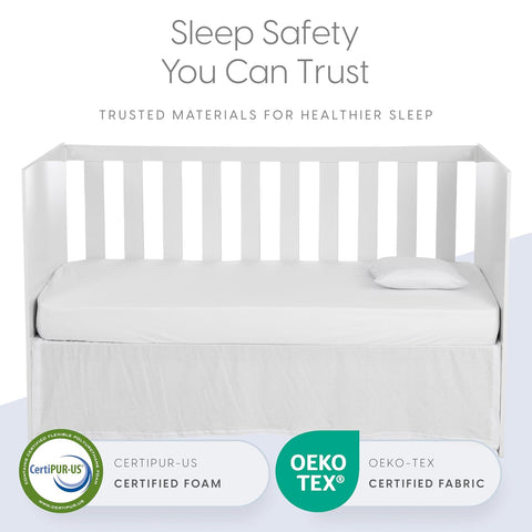 Milliard 2-Inch Ventilated Memory Foam Crib and Toddler Bed Mattress Topper with Removable Waterproof 65-Percent Cotton Non-Slip Cover - 52" x 27" x 2" White