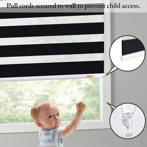 GHV Zebra Blinds for Windows, Black, 35 in (W) x 64 in (H)